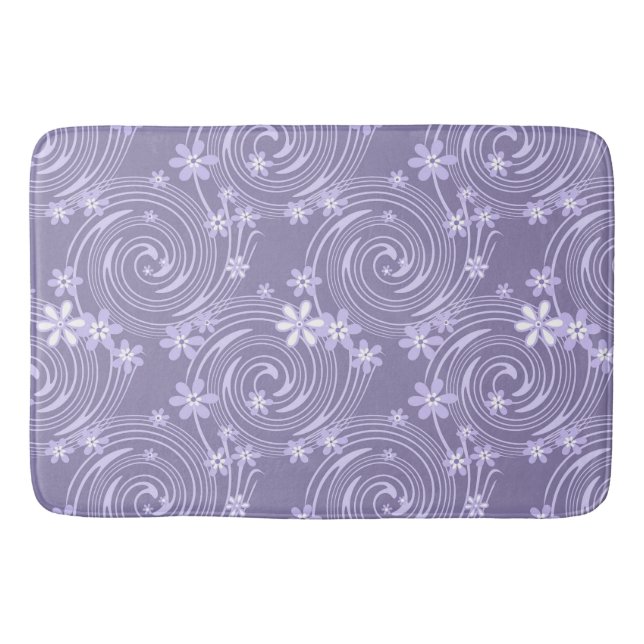 Tapis De Bain Lavandre violette tourbillon couleur fleurs flore (Devant)