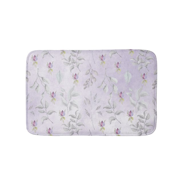 Tapis De Bain Lavender Chic Floral Feuille Motif (Devant)