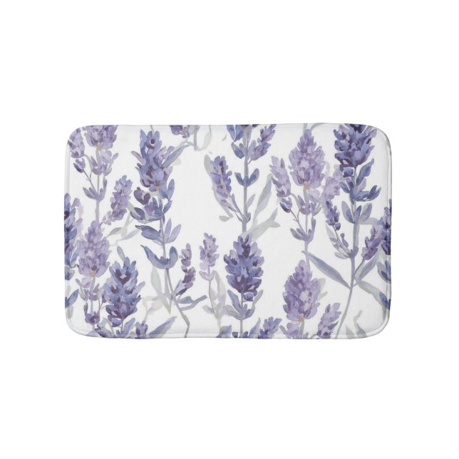 Tapis De Bain Lavender Fields | Purple Watercolor Flower Pattern (Devant)