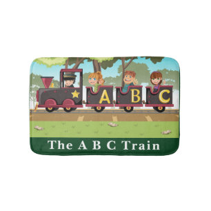 Tapis De Bain Le A B C Train Green Yellow Brown Wheels