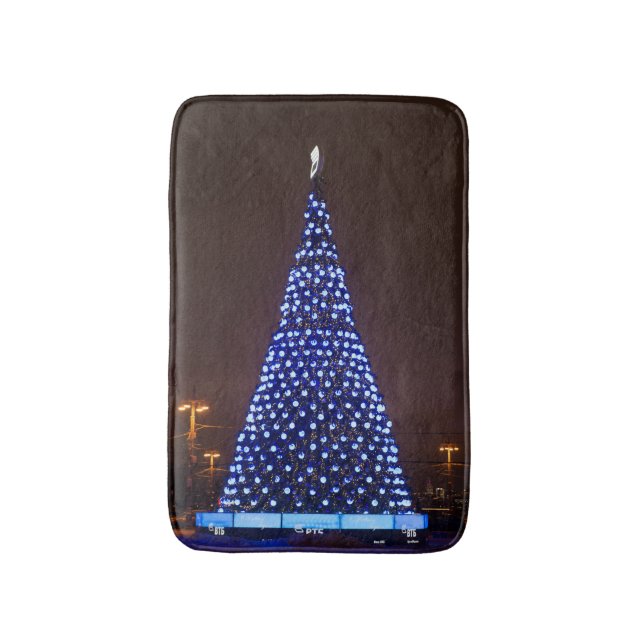 Tapis De Bain Le bleu allume l'arbre de Noël (Devant (Vertical))
