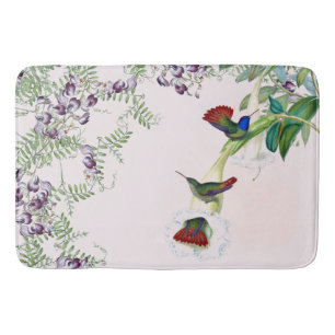 Tapis De Bain Le fleur sauvage d'oiseaux de colibri fleurit le