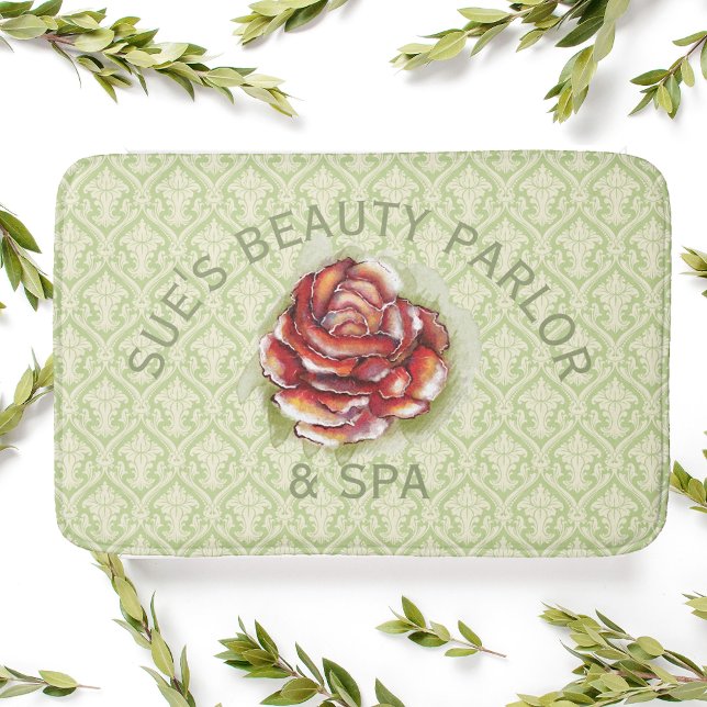 Tapis De Bain Le motif de vert de ressort de damassé avec s'est (Créateur téléchargé)