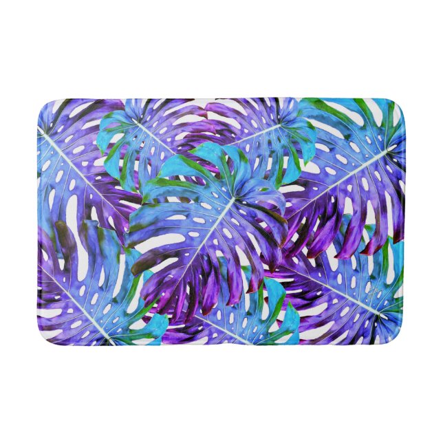 Tapis De Bain Le paradis tropical de Monstera Feuilles Motif Abs (Devant)
