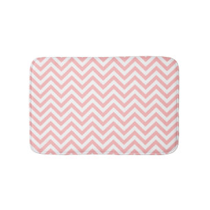 Tapis De Bain Le zigzag rose et blanc barre le motif de Chevron