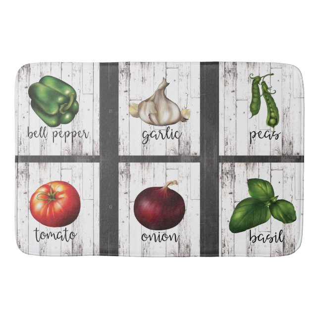 Tapis De Bain Légumes & Herbes Ferme Rustique Moderne (Devant)
