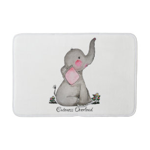 Tapis De Bain L'éléphant mignon de bébé d'aquarelle avec