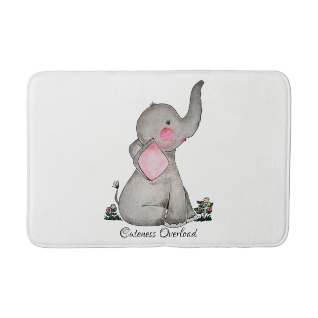 Tapis De Bain L'éléphant mignon de bébé d'aquarelle avec (Devant)