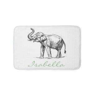 Tapis De Bain L'éléphant vintage ajoutent vos éléphants nomm