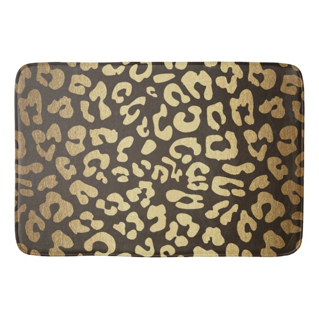 Tapis De Bain Leopard Cheetah Peau animale Imprimer Glam Or mode (Devant)