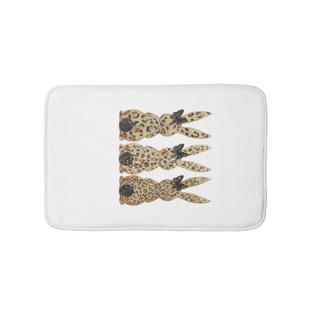 Tapis De Bain Leopard Cute Bunny Bow Funny Christian Easter Day  (Devant)