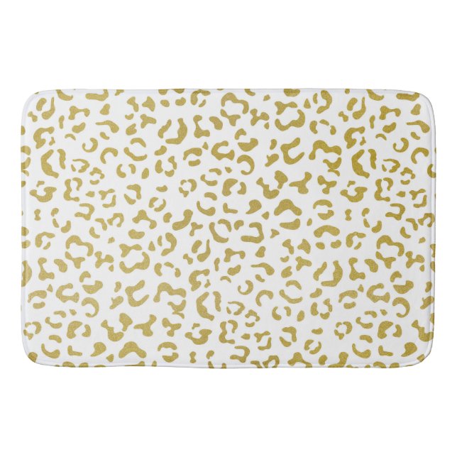 Tapis De Bain Leopard d'or, Parties scintillant d'or, Empreinte  (Devant)