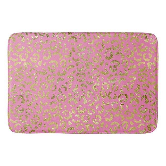 Tapis De Bain Léopard doré rose (Devant)