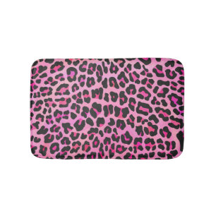 Tapis De Bain Léopard noir et rose chaud