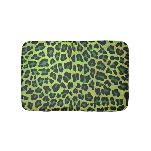 Tapis De Bain Léopard noir et vert (Devant)