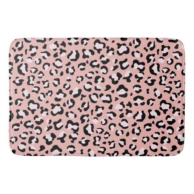 Tapis De Bain Léopard Print, Léopard Spots, Rose Léopard (Devant)