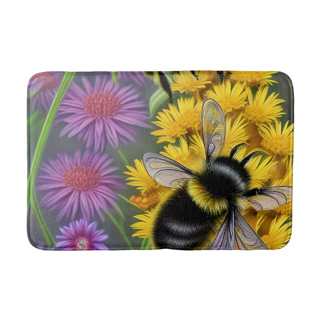 Tapis De Bain Les abeilles dans une prairie à fleurs (Devant)