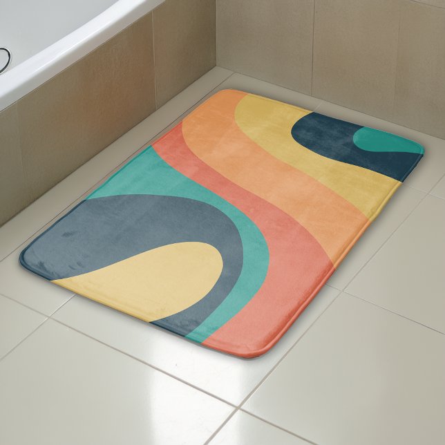 Tapis De Bain les années 70 rétro Super Motif Turquoise, orange, (Créateur téléchargé)