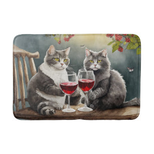 Tapis de bain Les chats boivent du vin !