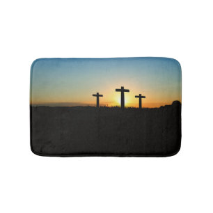 Tapis De Bain Les croix de crucifixion au coucher du soleil