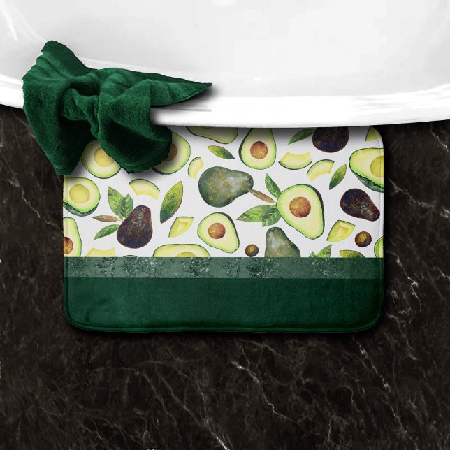 Tapis De Bain Les fleurs d'Avocado | Motif de fruits rustiques v (Créateur téléchargé)