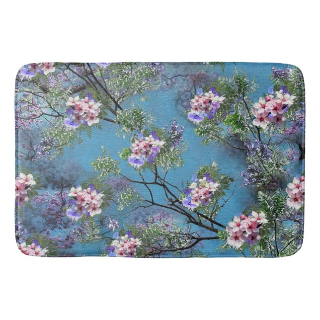 Tapis De Bain Les fleurs du printemps de Jacaranda répètent les  (Devant)