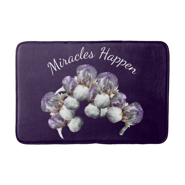 Tapis De Bain Les miracles se produisent Iris Fleurs Inspiration (Devant)