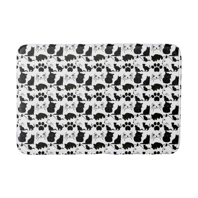 TAPIS DE BAIN LES MOTIFS DE CHATS NOIRS (Devant)