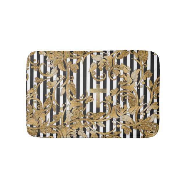 Tapis De Bain Les parties scintillantes chics de faux d'or (Devant)