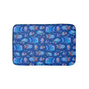 Tapis De Bain Les poissons tropicaux sur le bleu