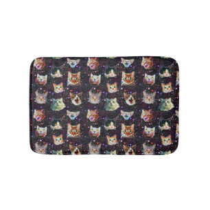 Tapis De Bain Les têtes de chats dans l'espace extra-atmosphériq