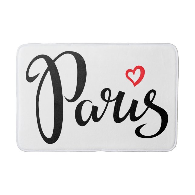 Tapis De Bain Lettrage de brosse de Paris avec le coeur (Devant)
