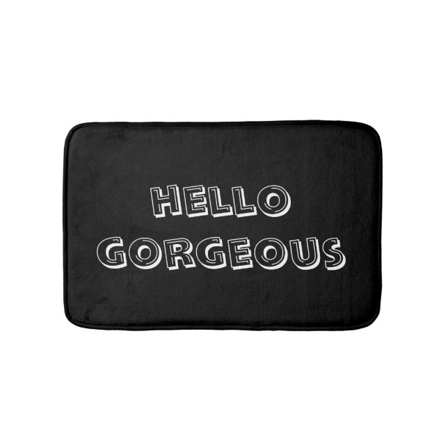 Tapis De Bain LETTRE BROSSE NOIRE & BLANCHE "Hello Gorgeous" THÈ (Devant)