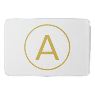 TAPIS DE BAIN LETTRE INITIALE MONOGRAPHIQUE ÉLÉGANTE OR COULEUR