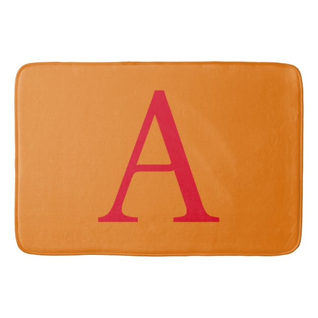 TAPIS DE BAIN LETTRE INITIALE MONOGRAPHIQUE MODÈLE ROUGE ORANGE (Devant)