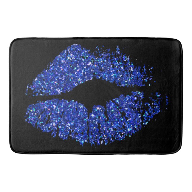 Tapis De Bain Lèvres Parties scintillant bleues (Devant)