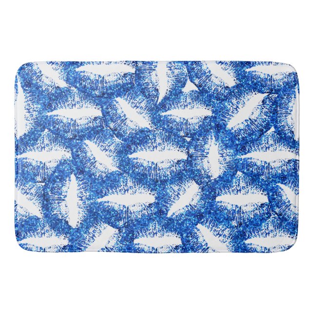Tapis De Bain Lèvres Parties scintillant bleues (Devant)