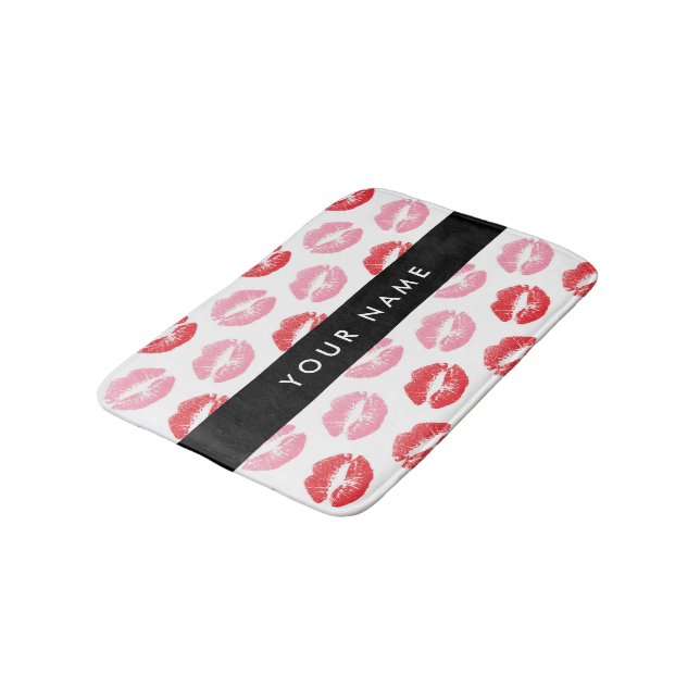 Tapis De Bain Lèvres Rouges, Lèvres Roses, Baiser, Votre Nom, Pe (Angle)