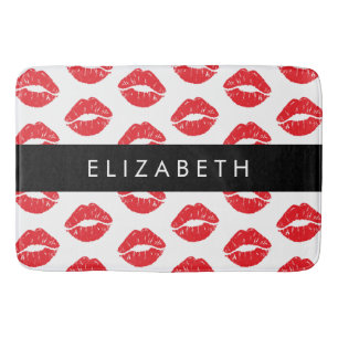 Tapis De Bain Lèvres Rouges, Rouge, Motif Des Lèvres, Votre Nom