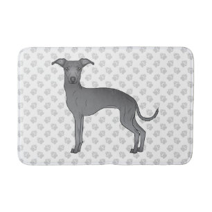 Tapis De Bain Lévrier Italien Bleu Chien Mignon Avec Motif de Pa