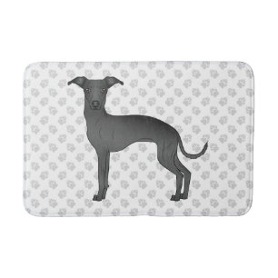 Tapis De Bain Lévrier Italien Noir Chien Mignon Avec Motif de Pa