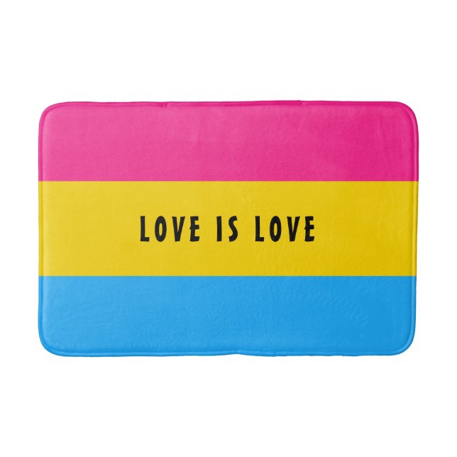 Tapis De Bain LGBT Rainbow Pansexual Pride drapeau Texte personn (Devant)