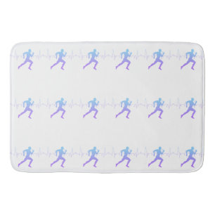 Tapis De Bain L'Homme Coure La Silhouette Gradient Et La Ligne D