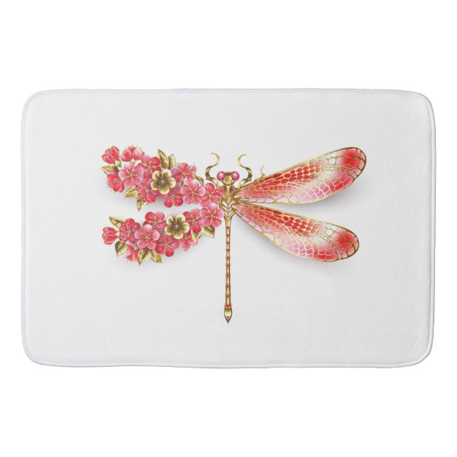 Tapis De Bain libellule de fleurs avec sakura de bijoux (Devant)