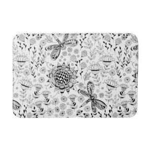 Tapis De Bain libellules et fleurs