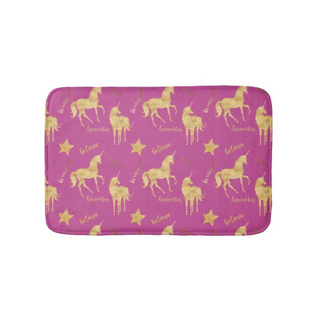 Tapis De Bain Licorne Magique Or Rose  (Devant)