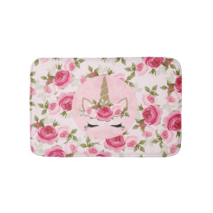 Tapis De Bain Licorne Or Rose Floral Roses Rose Mignon Tendance 