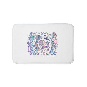 Tapis De Bain Licorne Réservée et Typographie de Cadeau Magique