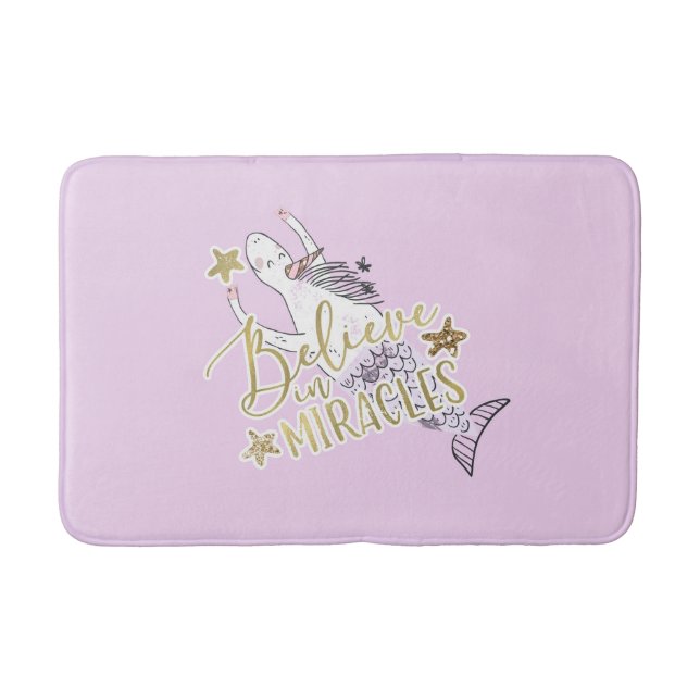 Tapis De Bain Licorne Sirène Moderne Tendance Croyez aux Miracle (Devant)