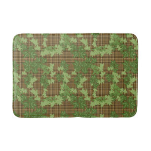 Tapis De Bain Lierre vert sur plaid doré noir